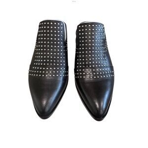 1.State Lon Studded Slip-on Mules Black Leather 1 3/4 Heel